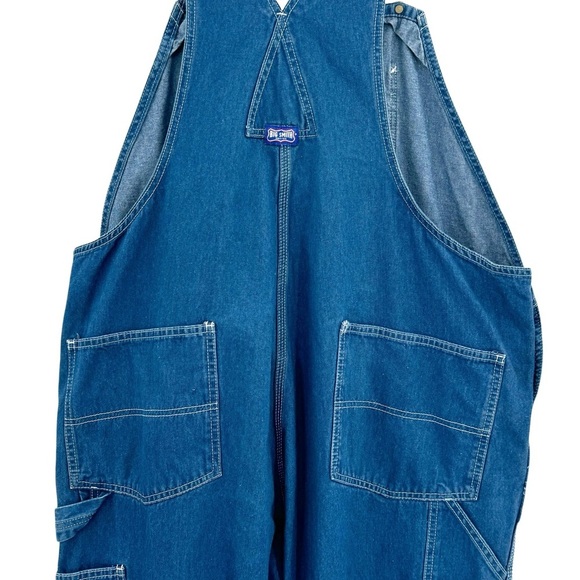 Unisex Big Smith Bib Overalls Workwear Oversized 100% Cotton Medium Wash Blue 44 - Picture 11 of 13